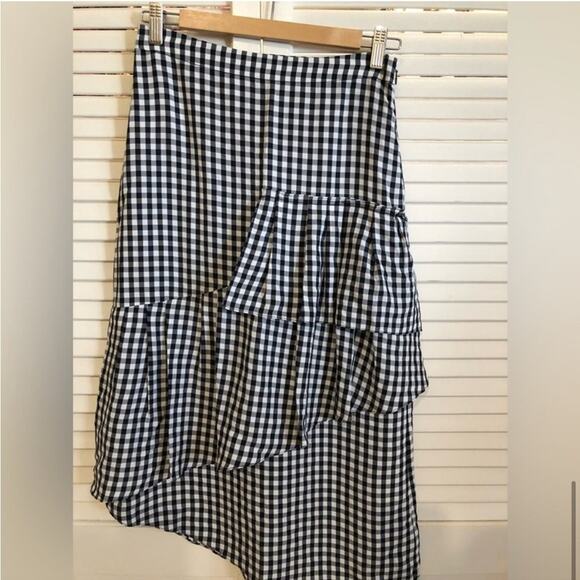 Tibi Asymmetrical Gingham Ruffle Skirt - Picture 10 of 12